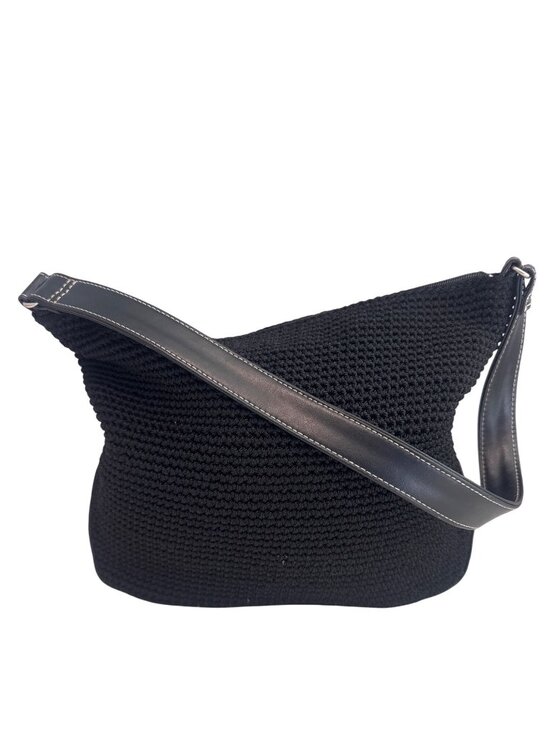 The Sak Handbags - The Sak x Elliot Lucca Purse Black Crochet Shoulder Bag Boho Casual Zip-Top
